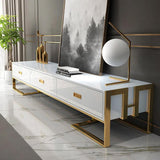 Jocise 71" Modern Jocise White & Gold TV Stand 3 Drawers Media Console