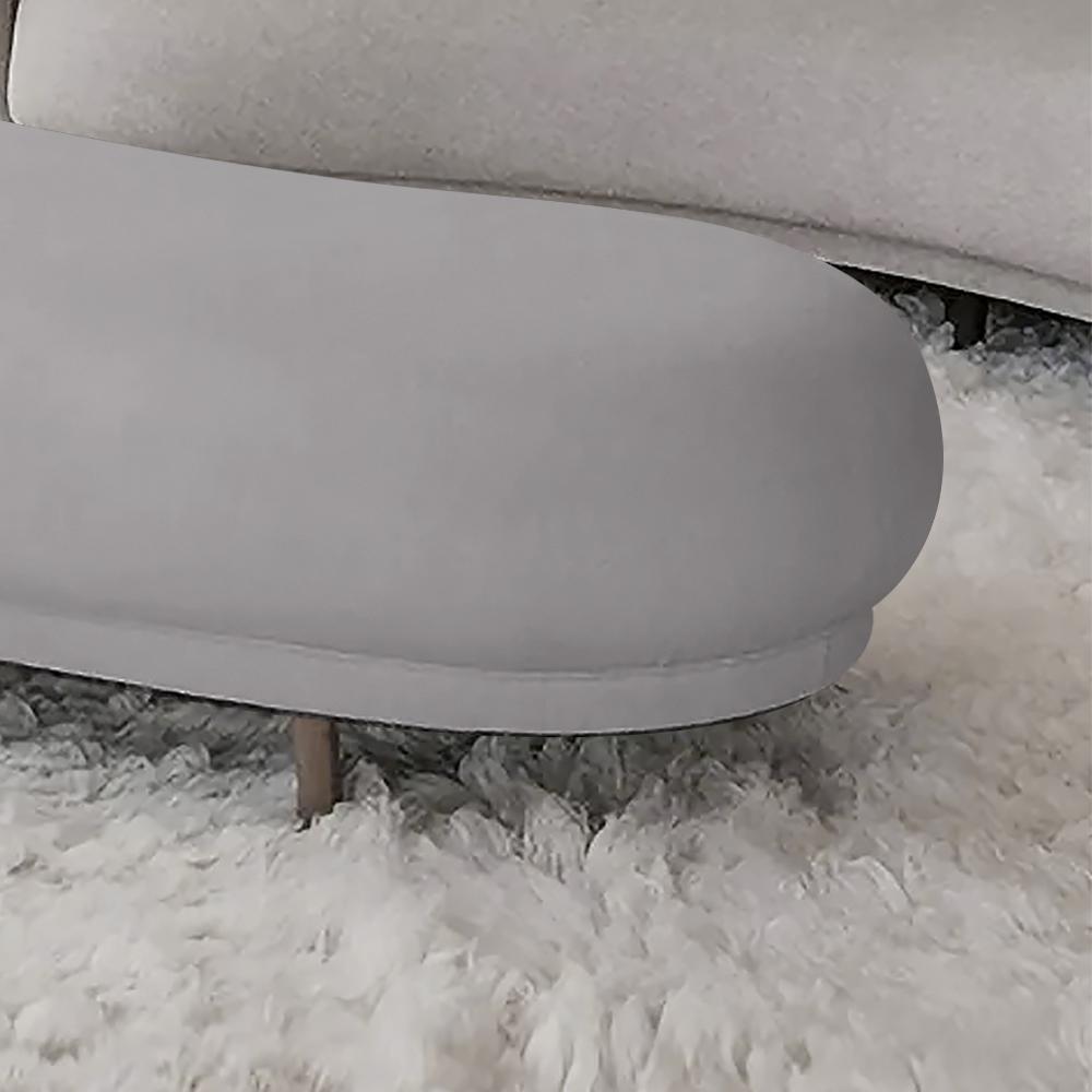 Modern White Velvet Bench Upholstered Curved Bench for End of Bed with Metal Legs