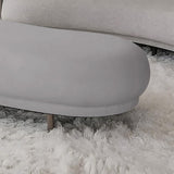 Modern White Velvet Bench Upholstered Curved Bench for End of Bed with Metal Legs