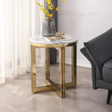 Nordic Round Marble-top End Table Side Table in White & Gold-Richsoul-End & Side Tables,Furniture,Living Room Furniture