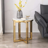 Nordic Round Marble-top End Table Side Table in White & Gold-Richsoul-End & Side Tables,Furniture,Living Room Furniture