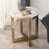 Nordic Round Marble-top End Table Side Table in White & Gold-Richsoul-End & Side Tables,Furniture,Living Room Furniture