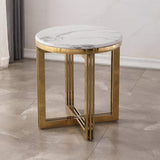 Nordic Round Marble-top End Table Side Table in White & Gold-Richsoul-End & Side Tables,Furniture,Living Room Furniture
