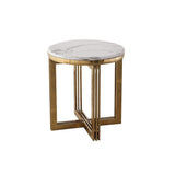 Nordic Round Marble-top End Table Side Table in White & Gold-Richsoul-End & Side Tables,Furniture,Living Room Furniture