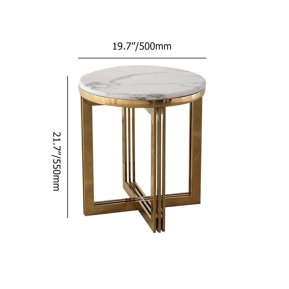 Nordic Round Marble-top End Table Side Table in White & Gold-Richsoul-End & Side Tables,Furniture,Living Room Furniture