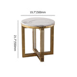 Nordic Round Marble-top End Table Side Table in White & Gold-Richsoul-End & Side Tables,Furniture,Living Room Furniture