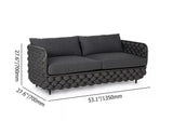 53.1" Wide Modern Aluminum & Rope Outdoor Loveseat Patio Sofa with Cushions in Black