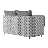 53.1" Wide Modern Aluminum & Rope Outdoor Loveseat Patio Sofa with Cushions in Black