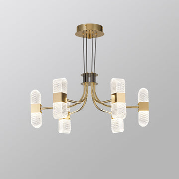 Modern 6-Light Acrylic LED Gold Sputnik Chandelier for Living Room