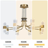 Modern 6-Light Acrylic LED Gold Sputnik Chandelier for Living Room