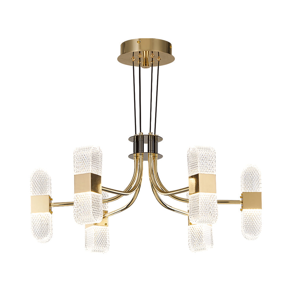 Modern 6-Light Acrylic LED Gold Sputnik Chandelier for Living Room