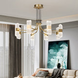 Modern 6-Light Acrylic LED Gold Sputnik Chandelier for Living Room