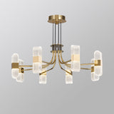 Modern 6-Light Acrylic LED Gold Sputnik Chandelier for Living Room