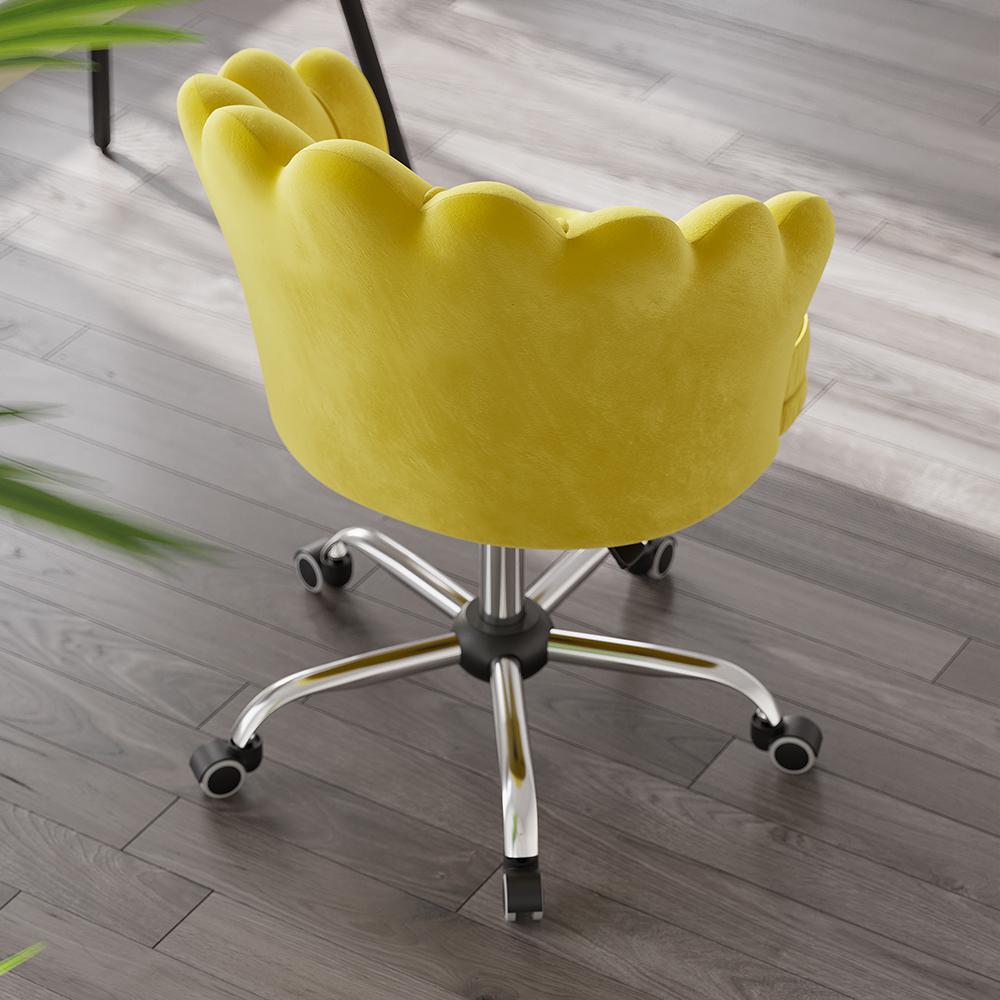Blue Modern Swivel Office Chair Velvet Upholstered Task Chair Adjustable Height