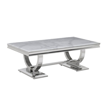 79" Light Luxury Rectangle Dining Table with Faux Marble Top