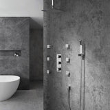 Modern Ceiling Mounted LED 12" Rain Shower System with Handheld Shower & 6 Body Sprays