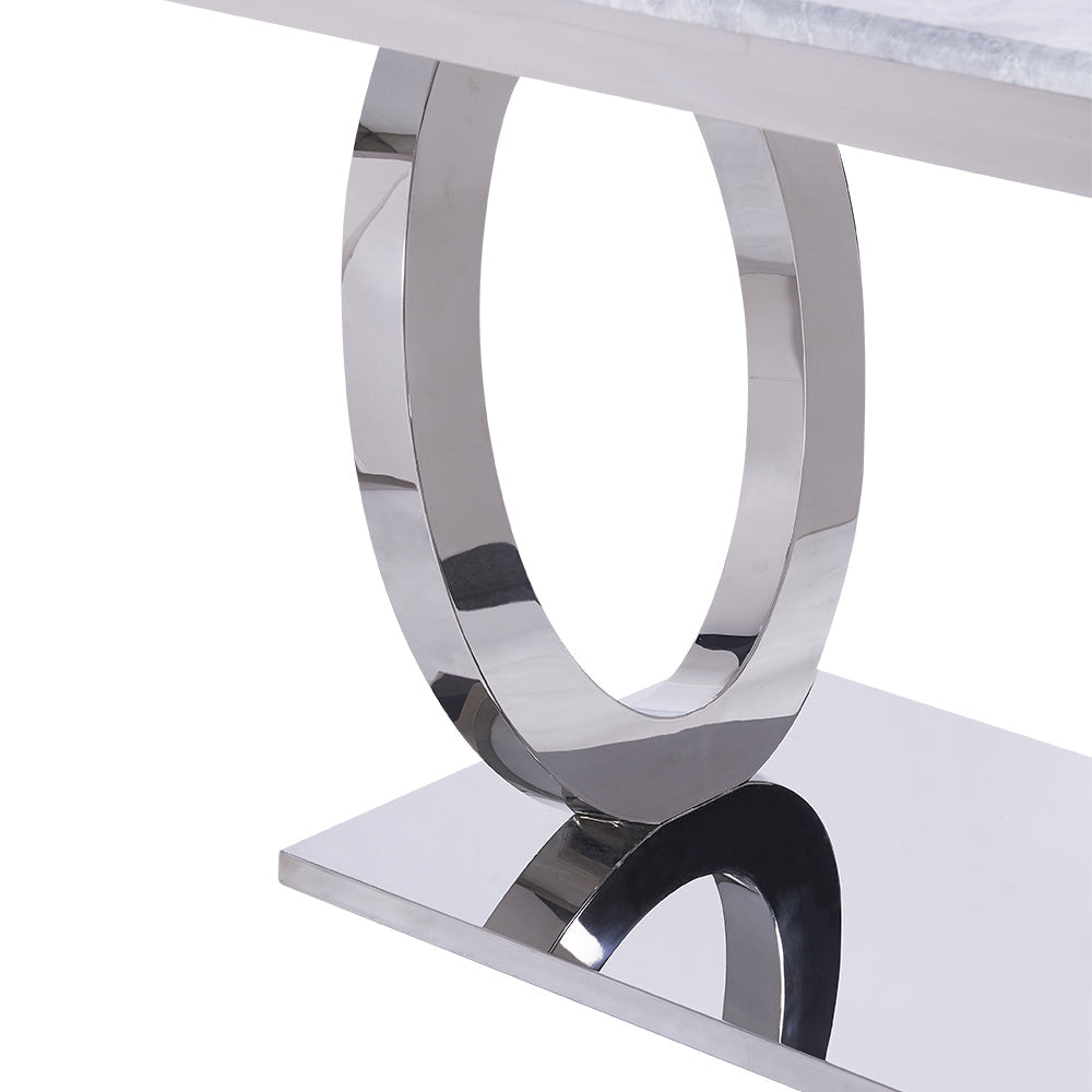 79" Contemporary Rectangle Dining Table with Stainless Steel Base