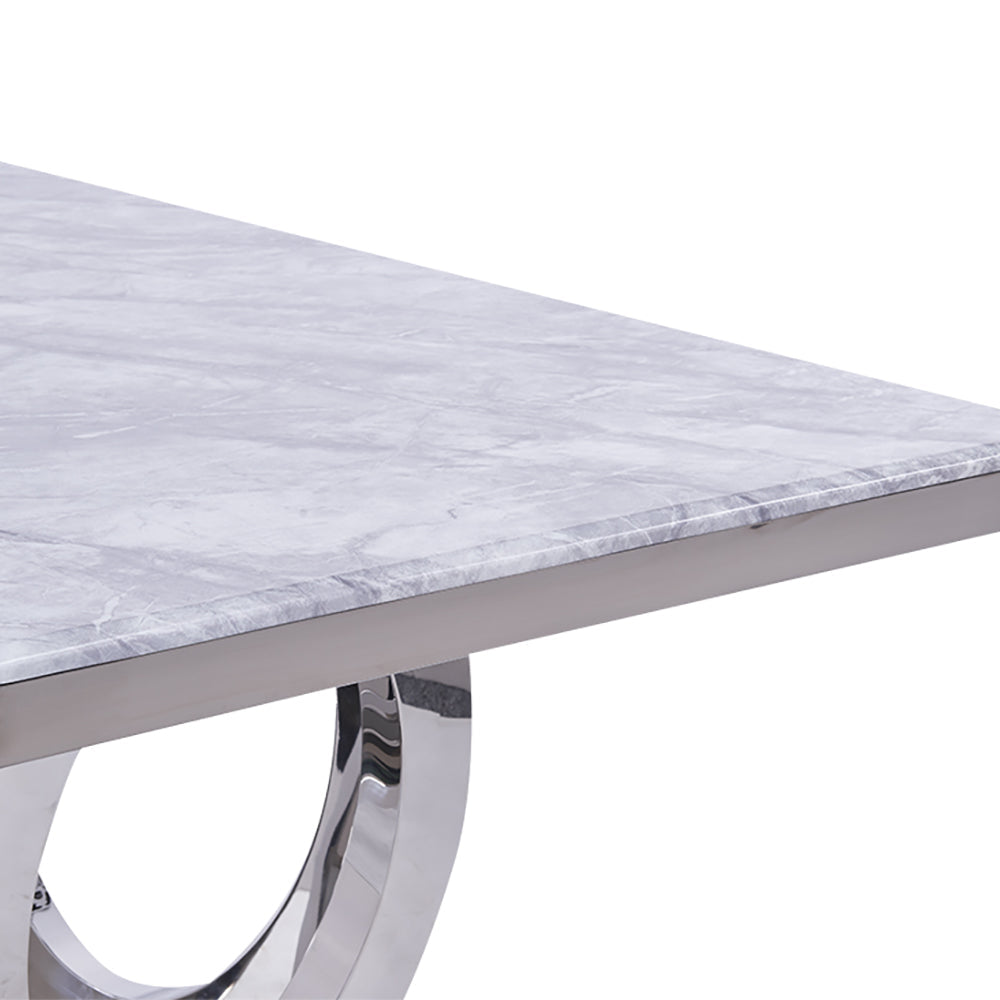 79" Contemporary Rectangle Dining Table with Stainless Steel Base