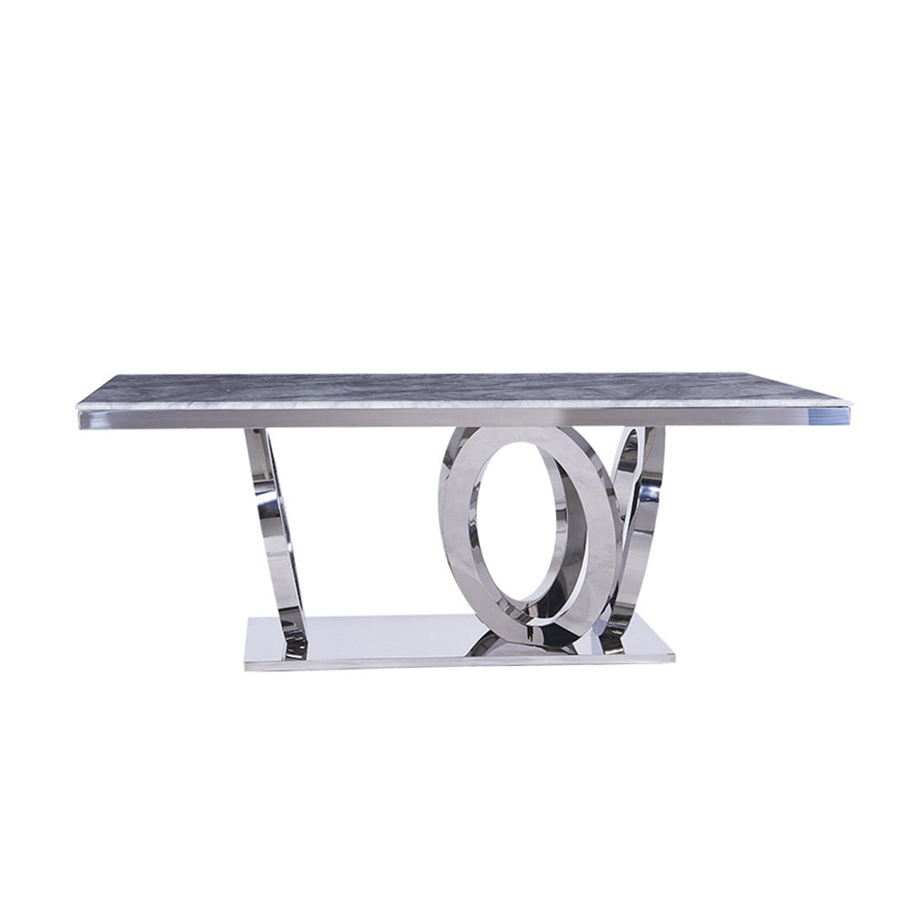 79" Contemporary Rectangle Dining Table with Stainless Steel Base