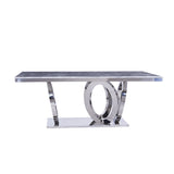 79" Contemporary Rectangle Dining Table with Stainless Steel Base