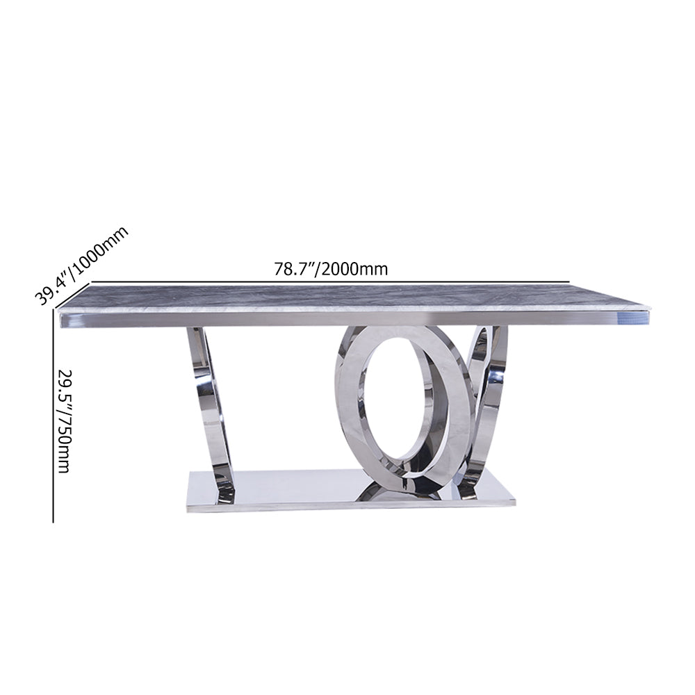 79" Contemporary Rectangle Dining Table with Stainless Steel Base