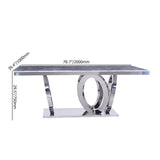 79" Contemporary Rectangle Dining Table with Stainless Steel Base