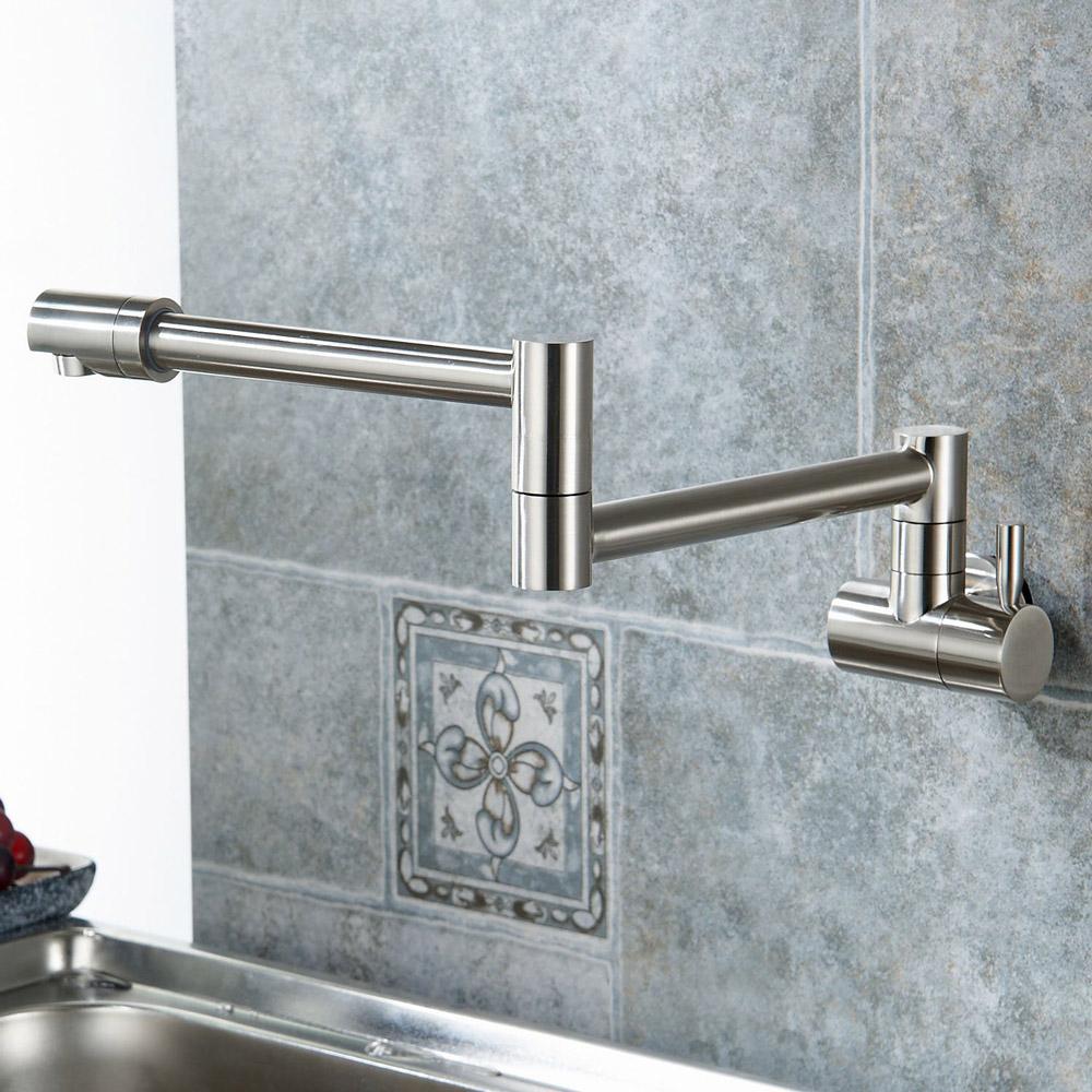 Modern Single Wall-mounted Retractable Faucet Cold Only with Dual Swing Joints