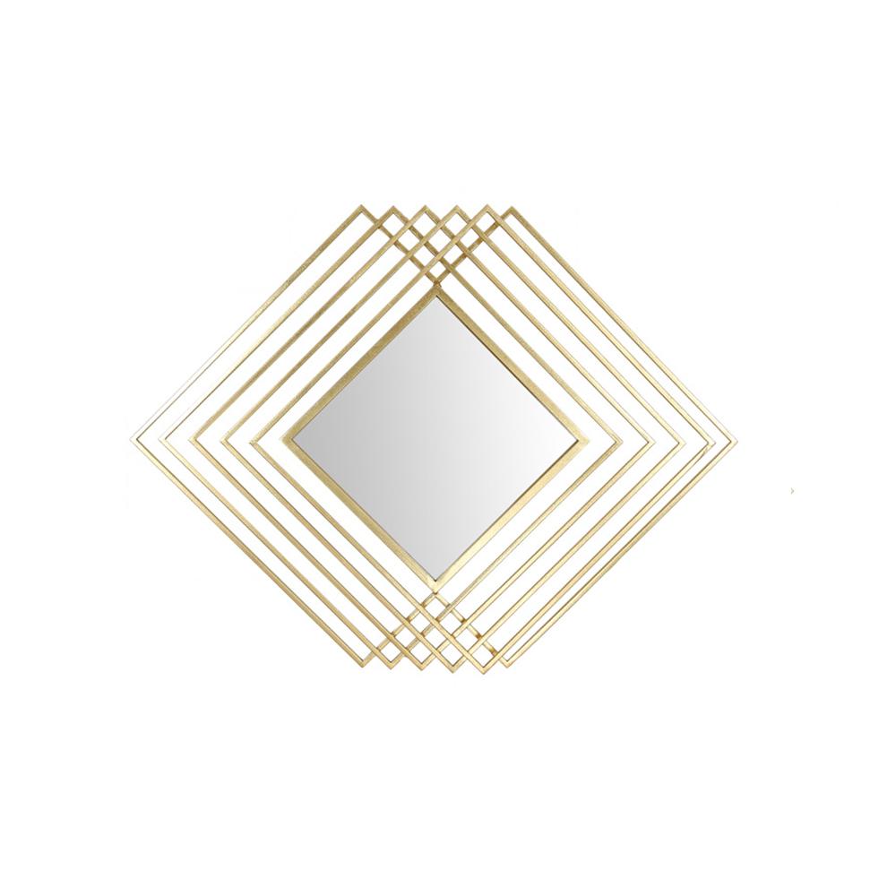 Modern Luxury Overlapping Geometric Rhombus Gold Metal Wall Mirror