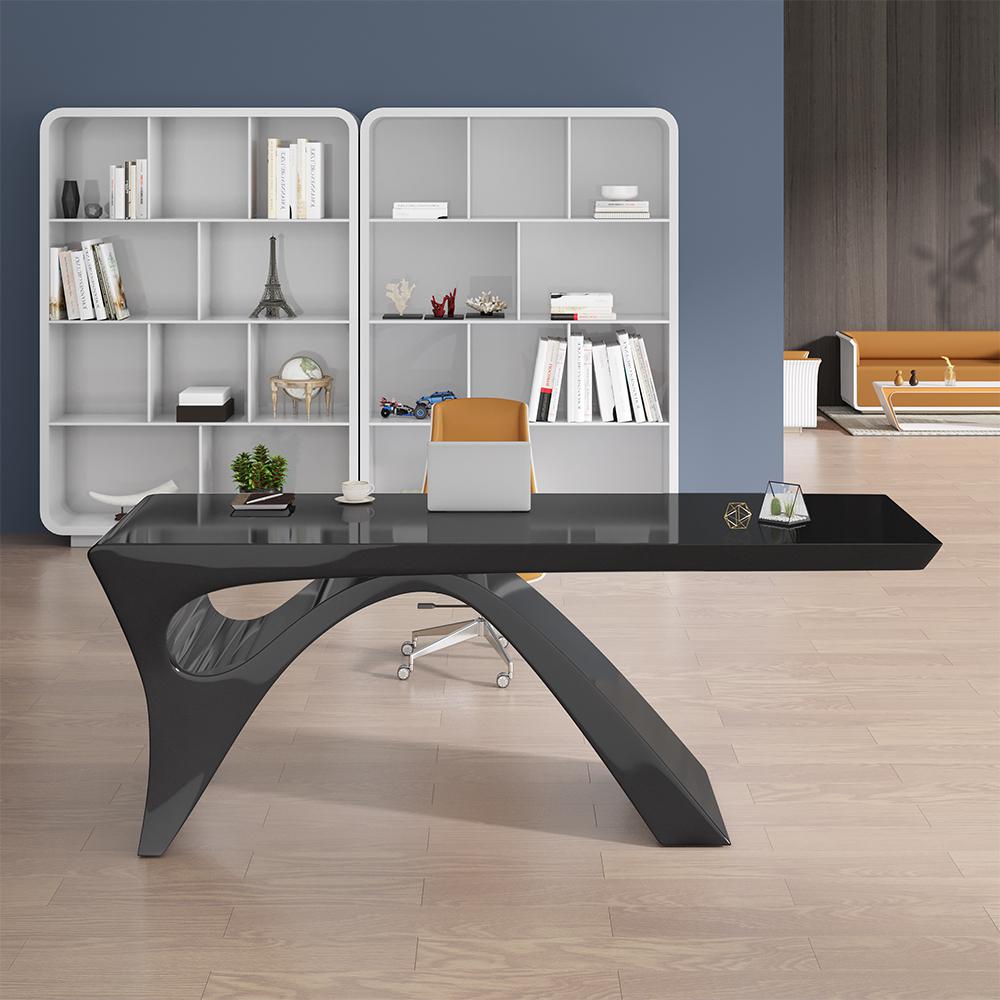 71" Modern White Computer Desk Rectangular Executive Desk with Abstract Base