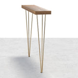 39" Modern Walnut Narrow Rectangular Console Table with Wooden Top Metal Legs