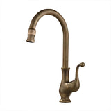 Lelan Antique Brass Single Handle Single Hole Goosenecked Kitchen Faucet