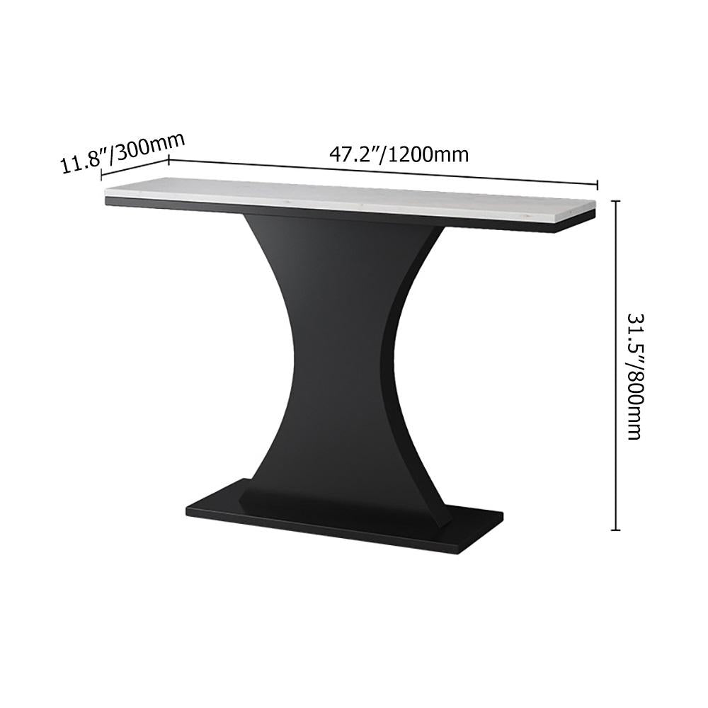 Modern Marble Console Table with Metal Pedestal in Gold