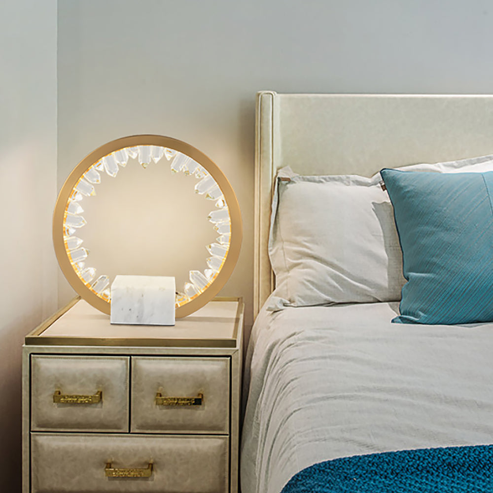 Postmodern Circle Crystal Table Lamp in Gold with Built-in LED