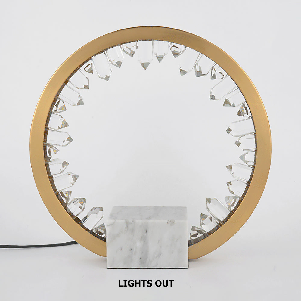 Postmodern Circle Crystal Table Lamp in Gold with Built-in LED