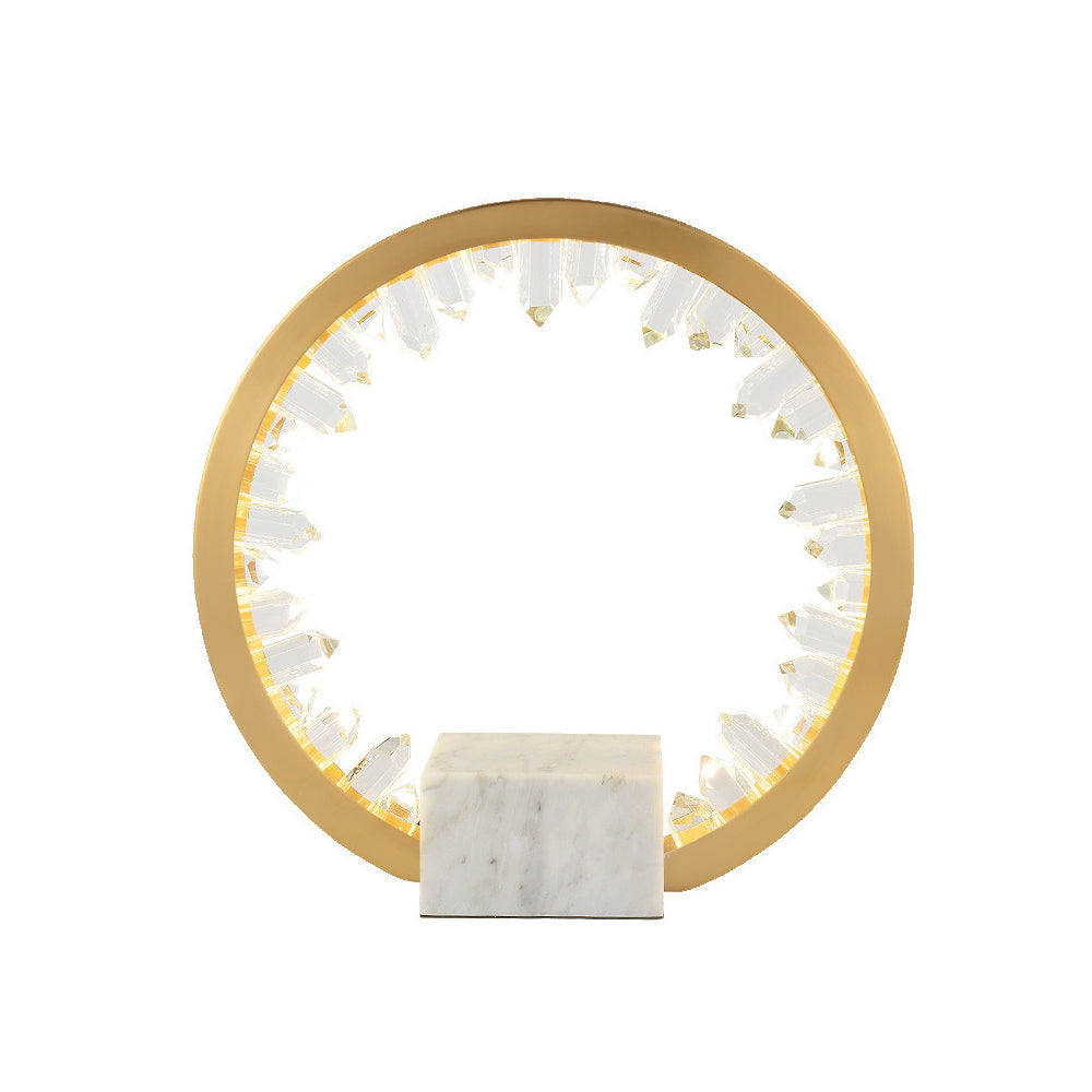 Postmodern Circle Crystal Table Lamp in Gold with Built-in LED