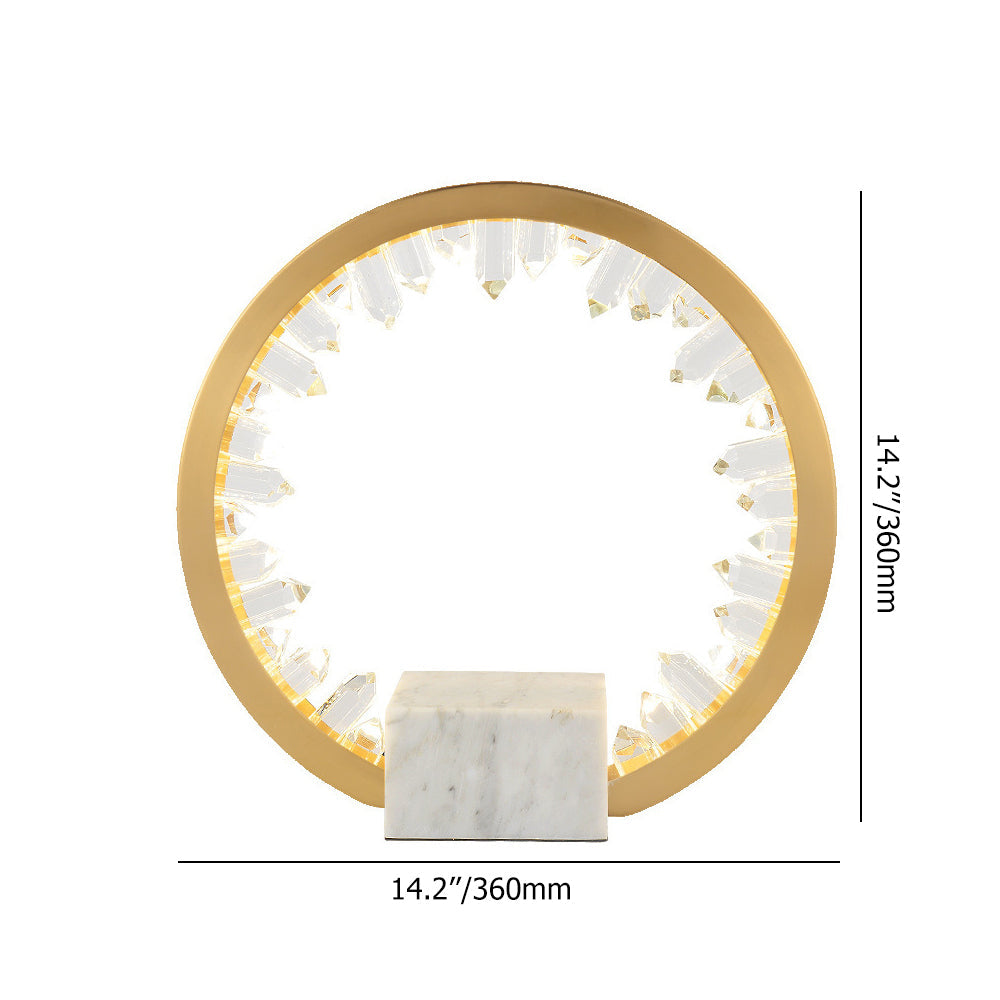 Postmodern Circle Crystal Table Lamp in Gold with Built-in LED