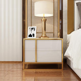 Black Lacquer Bedroom Nightstand Stainless Steel in Gold
