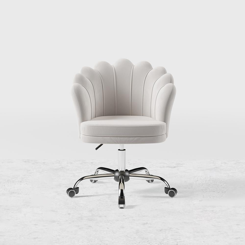 Blue Modern Swivel Office Chair Velvet Upholstered Task Chair Adjustable Height