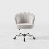 Blue Modern Swivel Office Chair Velvet Upholstered Task Chair Adjustable Height