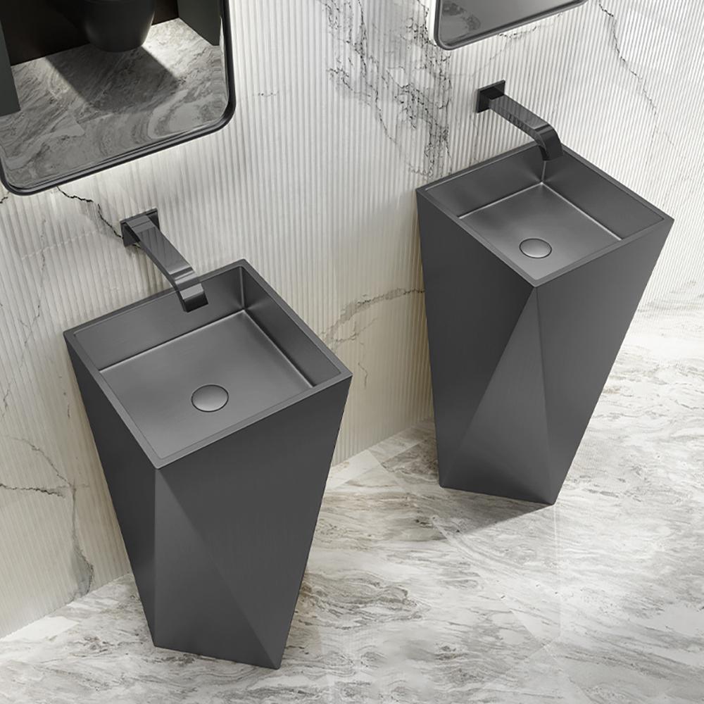 Gold Modern Luxury Stainless Steel Sink Pedestal Sink Freestanding