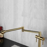 Contemporary Pot Filler Kitchen Faucet Retractable in Gold Solid Brass