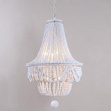 Kesarre Retro Wood Beaded Chandelier Empire Ceiling Light in Gray & Blue