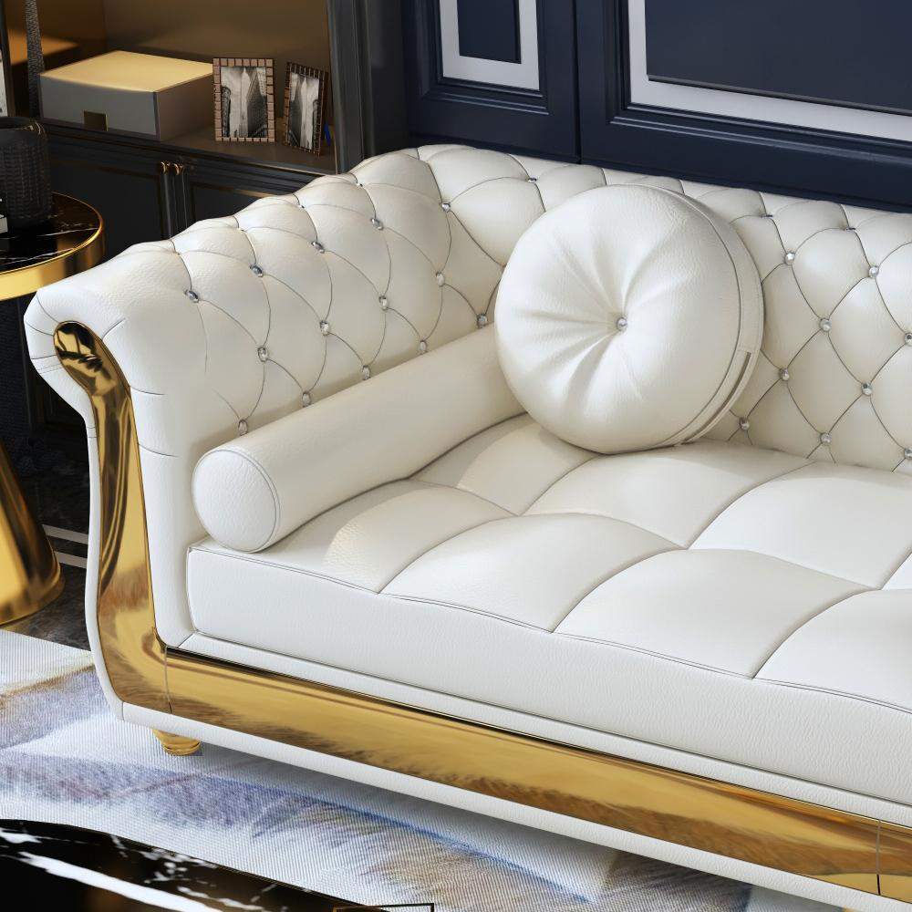 116.1" Modern L-Shape White Sectional Sofa Loveseat with Chaise-Furniture,Living Room Furniture,Sectionals