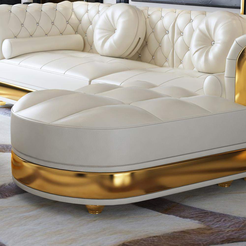 116.1" Modern L-Shape White Sectional Sofa Loveseat with Chaise-Furniture,Living Room Furniture,Sectionals