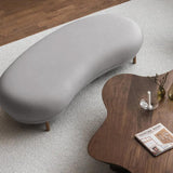 Modern White Velvet Bench Upholstered Curved Bench for End of Bed with Metal Legs