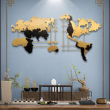 Modern 3D Metal World Map Home Wall Decor Art