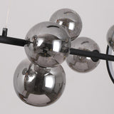 Modern 7-Light Black Kitchen Island Light with Glass Globe Shade Ceiling Pendant Lights