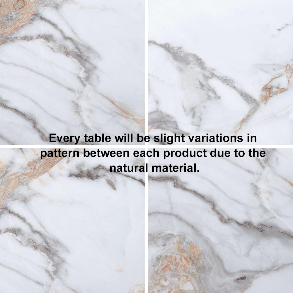 Modern 51" Round Dining Table with Lazy Susan White Faux Marble Tabletop for 6 Person