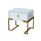 Black Bedroom Nightstand with Drawer Bedside Table Stainless Steel Base
