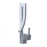 Single Handle Single Hole Bathroom Sink Faucet with Waterfall Spout in Chrome Brass